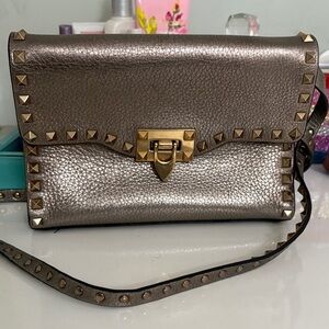 Valentino Garavani Studded Metallic Shoulder Bag